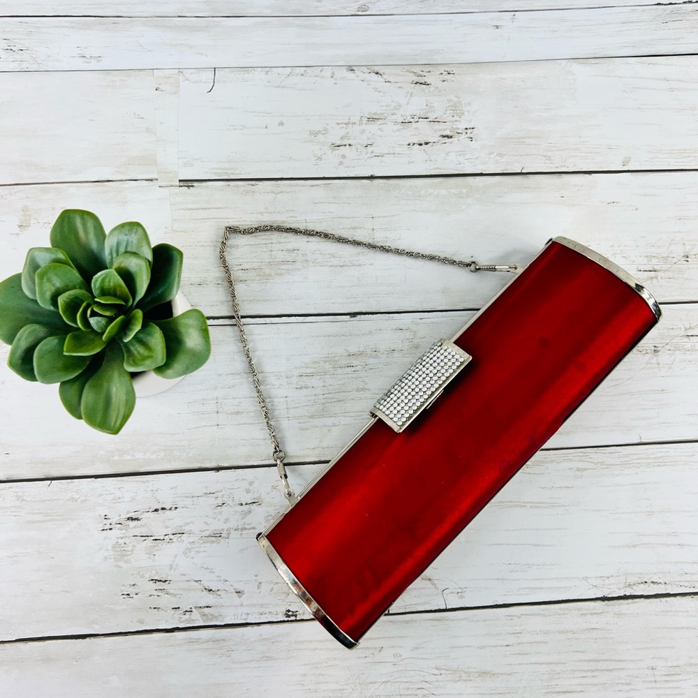 Vintage 90s expressions, NYC burgundy, red clutch bag